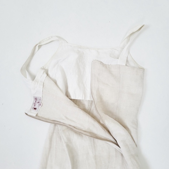 Linen Midi Dress Sleeveless Straps Square Neckline Slit Fitted Tight Bodycon - Picture 10 of 15